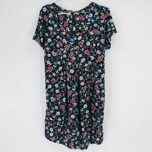 Vintage Maternity Short Sleeve Romper Floral Blue Red Size Small